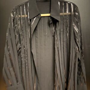 Mango Black Sequin Long Sleeve Shirt